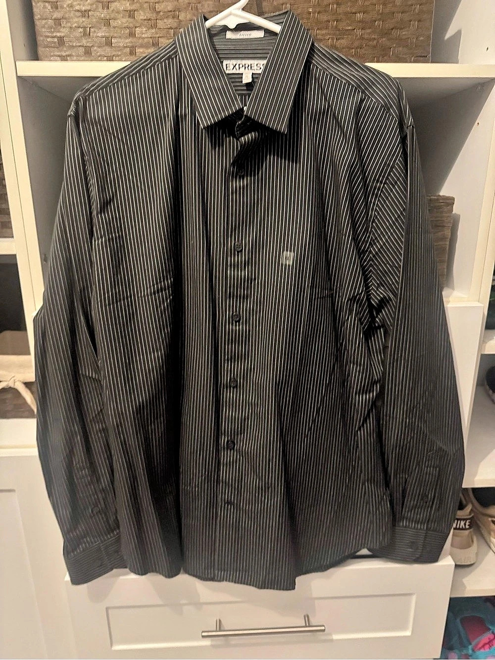NWT Express Pinstripe Dress Shirt Men's Black & White XL